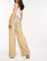 Extro & Vert wide leg slouchy velvet trousers in gold