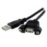 StarTech.com 1 ft Panel Mount USB Cable A to A - F/M - 0.3 m - USB A - USB A - USB 2.0 - Male/Female - Black