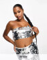 Фото #1 товара Collective the Label Petite bandeau disc sequin crop top co-ord in silver