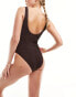 Фото #2 товара South Beach low back crinkle swimsuit in brown