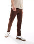 ASOS DESIGN smart tapered trousers in brown Коричневый, W32 L30 - фото #1