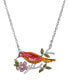 Фото #1 товара 2028 silver-Tone Red and Yellow Enameled Bird and Flower Pendant Necklace