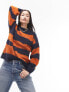 Фото #7 товара Topshop knitted boucle stripe jumper in rust and blue