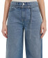 Фото #4 товара Women's Cut-Hem High-Rise Wide-Leg Belted Cotton Denim Jeans