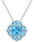 Фото #1 товара Macy's blue Topaz Cluster 18" Pendant Necklace (4-1/6 ct. t.w.) in Sterling Silver