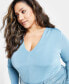 Фото #2 товара Trendy Plus Size V-Neck Long-Sleeve Top