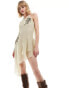 Фото #2 товара COLLUSION embroidered chiffon asymmetric mini dress in stone