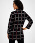 Фото #2 товара Women's Windowpane Faux-Button Cardigan