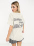 COLLUSION Unisex blurred slogan t-shirt in washed ecru