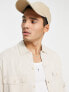 Only & Sons co-ord linen mix overshirt with double chest pockets in beige