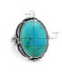 ფოტო #4 პროდუქტის Leaf Large Oval Natural Turquoise Statement Ring Western Jewelry For Women .925 Sterling Silver