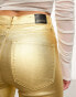 Фото #10 товара Stradivarius metallic high waist jean in brushed gold