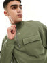 ASOS DESIGN oversized half zip funnel neck sweatshirt in khaki