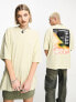 COLLUSION Unisex blurred large back print t-shirt in stone