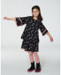 ფოტო #2 პროდუქტის Little Girls Printed Flowers Flare Viscose Skirt Black - Toddler|Child