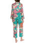 Natori 2Pc Orient Express Notch Pajama Pant Set Women's Blue Xs