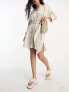 Фото #1 товара ASOS DESIGN belted shirt beach dress in natural