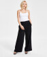 Petite Wide-Leg Side-Zip Career Pants, Created for Macy's Черный, 6P - фото #1