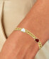 Red & White Enamel Heart Large Link Chain Bracelet in 14k Gold-Plated Sterling Silver