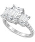 Certified Lab Grown Diamond Emerald-Cut Three Stone Engagement Ring (5-3/8 ct. t.w.) in 14k White Gold