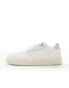 Bershka lace up grey backtab trainer in white