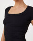 Фото #3 товара Women's Staple Rib Scoop Neck Short Sleeve Top