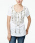Топ JM Collection Embroidered Tasseled Bright White M