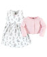 Фото #3 товара Baby Girls Cotton Dress and Cardigan Set, Bunny Floral