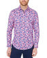 Фото #1 товара Men's Slim Fit Non-Iron Floral Print Performance Stretch Button-Down Shirt