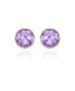 Gold-Tone Lilac Violet Glass Stone Stud Earrings