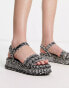 ASOS DESIGN Fraction woven covered flat sandals in black