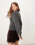 JDY puff sleeve jumper in dark grey melange