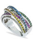 ფოტო #1 პროდუქტის Multi- Sapphire (2-1/2 ct. t.w.) and Diamond (1/6 ct. t.w.) Ring Set in Sterling Silver