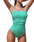 Фото #1 товара Women's Ditsy Floral Print Lace-Up One-Piece Swimsuit