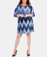 Фото #1 товара Plus Size Chevron-Print Keyhole Shift Dress