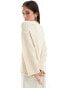 ASOS DESIGN loose knit v neck longline jumper in cream