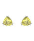 Classic Large Statement 6CT Triangle Trillion Cut Simulated Yellow Topaz AAA CZ Solitaire Clip On Stud Earrings Rhodium Plated Brass Non Pierced 12MM