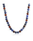 Bali Style Gemstone Blue Sodalite Brown Tiger Eye Ball Bead Strand Necklace For Men Women Stainless Steel Hook Clasp