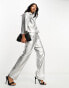 Фото #2 товара Closet London metallic trouser co-ord in silver