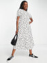 Фото #1 товара New Look tie sleeve smock dress in white polka dot