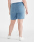 ფოტო #2 პროდუქტის Plus Size Mid Rise Pull-On Denim Shorts, Created for Macy's