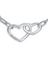 Couples BFF Sisters Intertwined Chain Link Charm Interlocking Open Hearts Bracelet For Women Sterling Silver 7 Inch