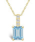 ფოტო #1 პროდუქტის Aquamarine (1-3/8 Ct. T.W.) and Diamond Accent Pendant Necklace in 14K Yellow Gold