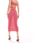 Фото #4 товара Style Cheat crochet midi skirt in prink stripe co-ord