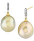 ფოტო #1 პროდუქტის Cultured Golden South Sea Baroque Pearl (11mm) & Diamond Accent Drop Earrings in 10k Gold