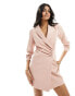 Miss Selfridge blazer dress with ruched detail in dusty pink 40 - фото #4