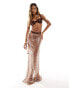 South Beach sequin maxi beach skirt in brown