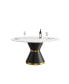 Фото #6 товара 59.05" Modern Artificial Stone Round Black Carbon Steel Base Dining Table-Can Accommodate 6 People
