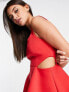 Фото #7 товара Miss Selfridge scuba corset detail cut out skater mini dress in red