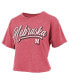 ფოტო #1 პროდუქტის Women's Scarlet Distressed Nebraska Huskers Team Script Harlow Vintage-Like Waist Length T-shirt